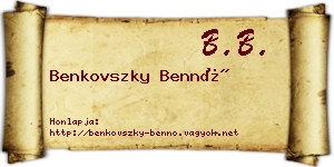 Benkovszky Bennó névjegykártya